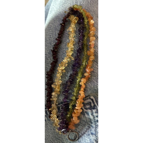 FP Movement by Free People Jewelry - Multi-Strand Bracelet, Sterling Silver Toggle Clasp, Mixed Gemstone Chips, 8.5"L